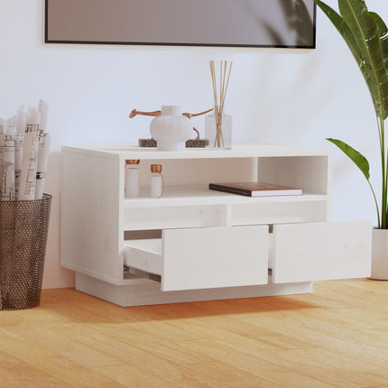Tv-bänk vit 60x35x37 cm massiv furu