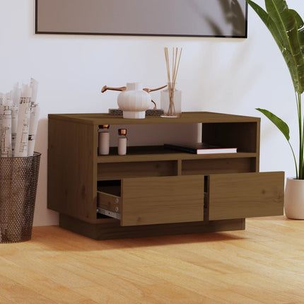 Tv-bänk honungsbrun 60x35x37 cm massiv furu