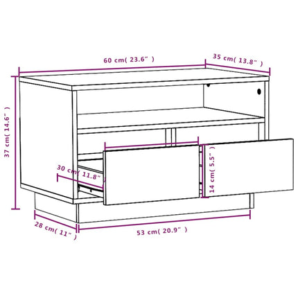 Tv-bänk honungsbrun 60x35x37 cm massiv furu
