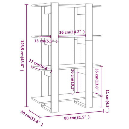 Bokhylla/Rumsavdelare rökfärgad ek 80x30x123,5 cm