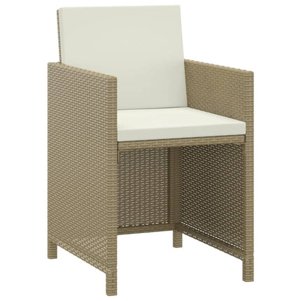 Matgrupp för trädgården med dynor 3 delar konstrotting beige