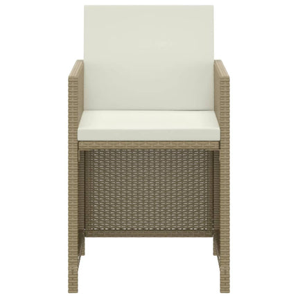 Matgrupp för trädgården med dynor 3 delar konstrotting beige