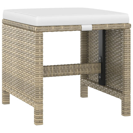 Matgrupp för trädgården med dynor 5 delar konstrotting beige