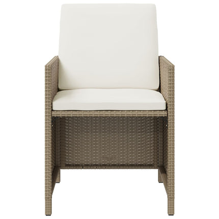 Matgrupp för trädgården med dynor 9 delar konstrotting beige