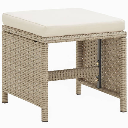 Matgrupp för trädgården med dynor 9 delar konstrotting beige