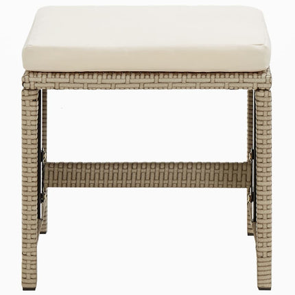 Matgrupp för trädgården med dynor 9 delar konstrotting beige