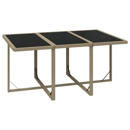 Matgrupp för trädgården med dynor 7 delar konstrotting beige