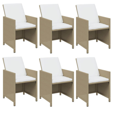 Matgrupp för trädgården med dynor 11 delar konstrotting beige