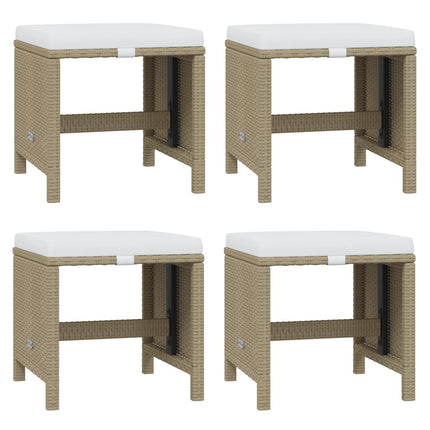 Matgrupp för trädgården med dynor 11 delar konstrotting beige
