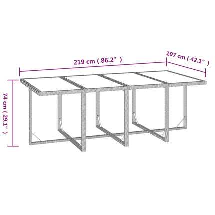 Matgrupp för trädgården med dynor 9 delar konstrotting beige