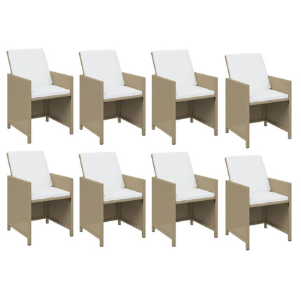 Matgrupp för trädgården med dynor 13 delar konstrotting beige