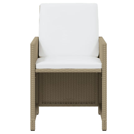 Matgrupp för trädgården med dynor 13 delar konstrotting beige