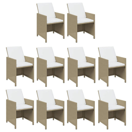 Matgrupp för trädgården med dynor 15 delar konstrotting beige