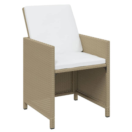 Matgrupp för trädgården med dynor 15 delar konstrotting beige