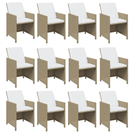 Matgrupp för trädgården med dynor 13 delar konstrotting beige