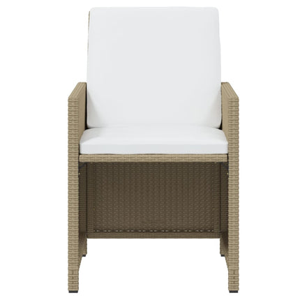 Matgrupp för trädgården med dynor 13 delar konstrotting beige