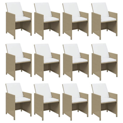 Matgrupp för trädgården med dynor 13 delar konstrotting beige