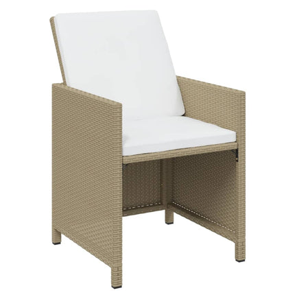Matgrupp för trädgården med dynor 17 delar konstrotting beige