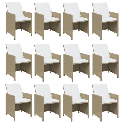 Matgrupp för trädgården med dynor 17 delar konstrotting beige