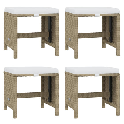 Matgrupp för trädgården med dynor 21 delar konstrotting beige