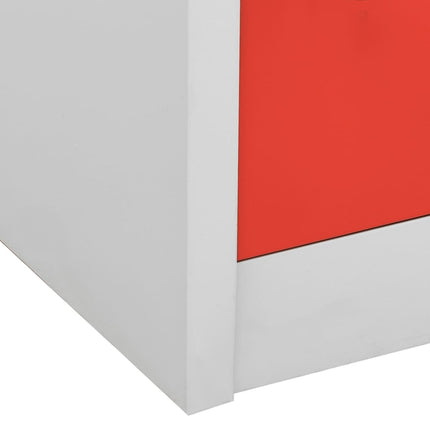 Förvaringsskåp 2 st ljusgrå och röd 90x45x92,5 cm stål