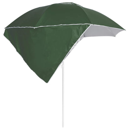 Strandparasoll med sidoväggar grön 215 cm