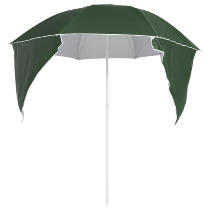 Strandparasoll med sidoväggar grön 215 cm
