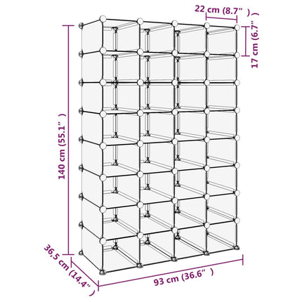 Skohylla transparent 93x36,5x140 cm PP