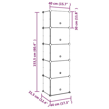Skohylla transparent 44x31,5x153,5 cm PP
