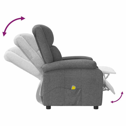 Massagefåtölj mörkgrå tyg