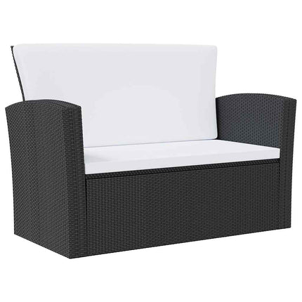 Loungegrupp med dynor 8 delar konstrotting svart
