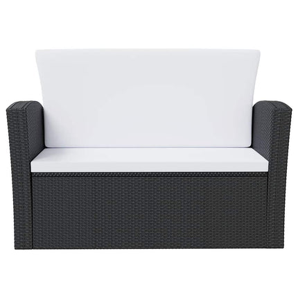 Loungegrupp med dynor 8 delar konstrotting svart