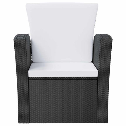 Loungegrupp med dynor 8 delar konstrotting svart