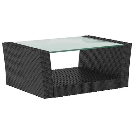 Loungegrupp med dynor 8 delar konstrotting svart