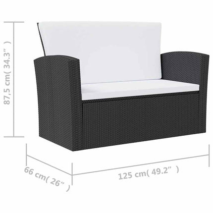 Loungegrupp med dynor 8 delar konstrotting svart