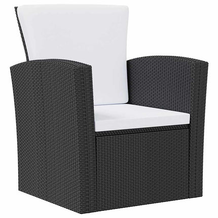 Loungegrupp med dynor 16 delar konstrotting svart