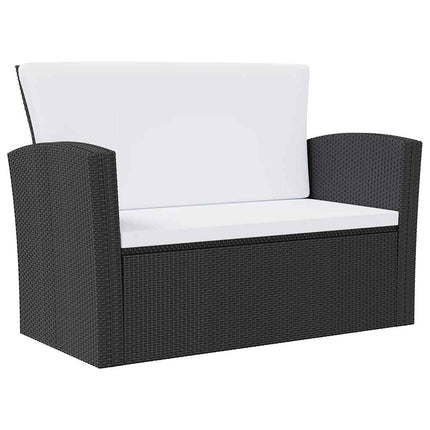Loungegrupp med dynor 16 delar konstrotting svart