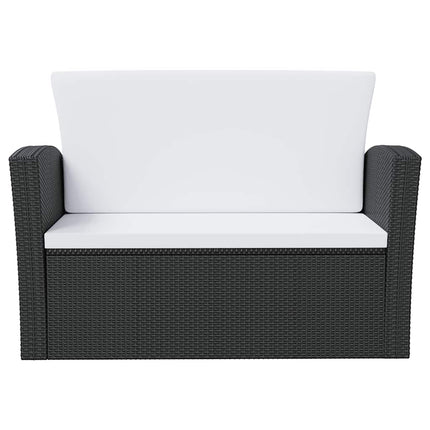 Loungegrupp med dynor 16 delar konstrotting svart