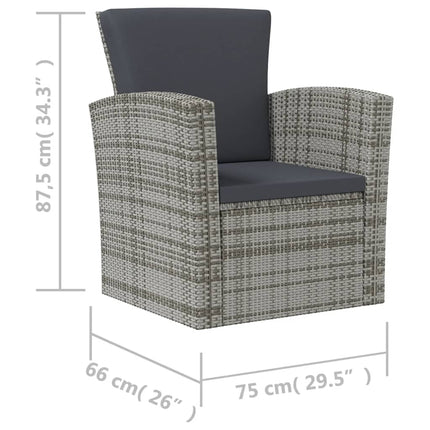 Loungegrupp med dynor 8 delar grå konstrotting