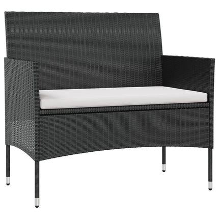 Loungegrupp med dynor 16 delar konstrotting svart