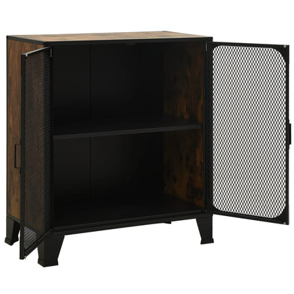 Förvaringsskåp 2 st rustik brun 72x36x82 cm metall och MDF
