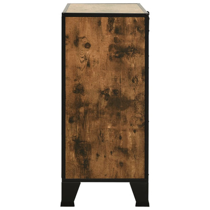 Förvaringsskåp 2 delar rustik brun 72x36x82 cm metall och MDF