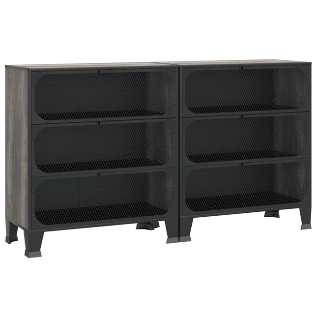 Förvaringsskåp 2 delar grå 72x36x82 cm metall och MDF