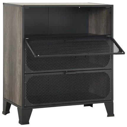 Förvaringsskåp 2 delar grå 72x36x82 cm metall och MDF