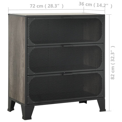 Förvaringsskåp 2 delar grå 72x36x82 cm metall och MDF