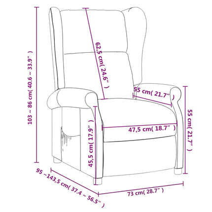 Reclinerfåtölj ljusgrå tyg