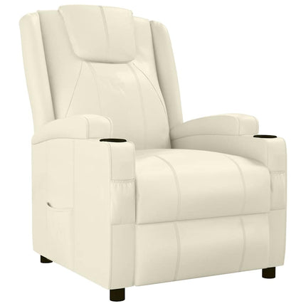 Reclinerfåtölj gräddvit konstläder