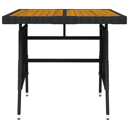 Trädgårdsbord svart 70x70x72 cm konstrotting och massiv akacia