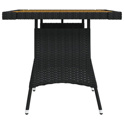 Trädgårdsbord svart 70x70x72 cm konstrotting och massiv akacia