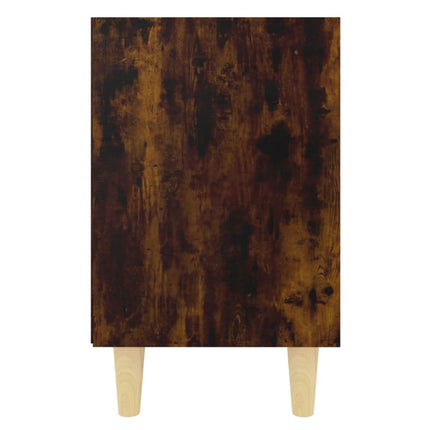 Sängbord med massiva ben Rökfärgad ek 40x30x50 cm